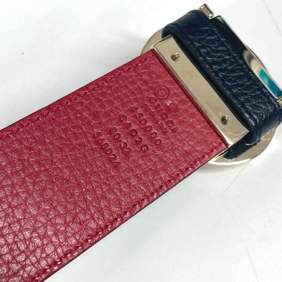 GUCCI 450000 Double G logo buckle Accessories belt Leather Red/Black main image 6